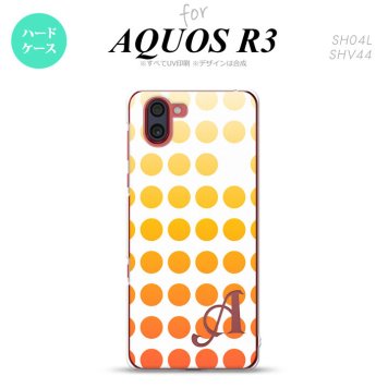 SH-04L SHV44 R3 AQUOS R3 スマホケース カバー 水玉 オレンジ +アルファベット nk-r3-1372i