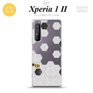 Xperia 1 II 5G スマホケース 背面カバー ストラップホール有り ソフトケース ハニー クリア 黒 ストラップホール おしゃれ かわいい かっこいい メンズ レディース nk-xp12-tp1690