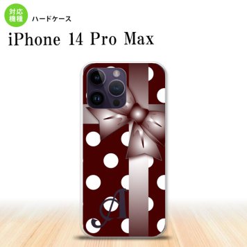 iPhone14 ProMax iPhone14 Pro Max スマホケース 背面ケース ハードケース ドット リボン 赤茶 +アルファベット 2022年 9月発売 nk-i14pm-301i