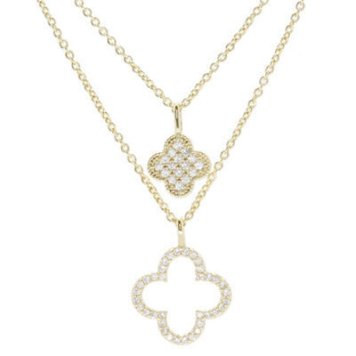 Pure ピュア ネックレス ペンダント レディース イエローゴールド 大粒 キュービック ジュエリー フラワー 花 ダブル 2連 pfl-208