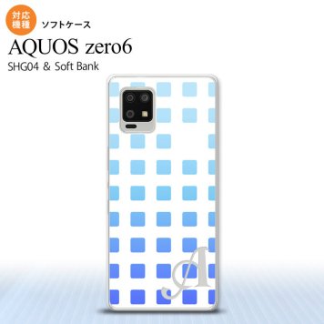 SHG04 SHG04 ZERO6 AQUOS zero6 スマホケース ソフトケース スクエア ドット 青 +アルファベット メンズ レディース nk-zero6-tp1366i