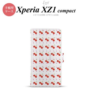 【手帳型 スマホ カバー ケース】【SO02K】【エクスペリア XZ1】手帳型 ケース SO-02K スマホ カバー Xperia XZ1 Compact エクスペリア さくらんぼ・チェリー 白 nk-004s-so02k-dr179【メール便送料無料】