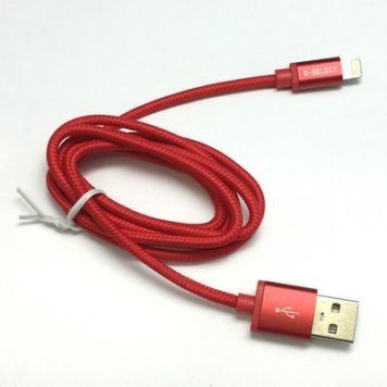 E-SELECT MFI認証ライトニングカラーケーブル (断線しにくいナイロン編みこみタイプ) 1m レッド ES-LTCB1ANR