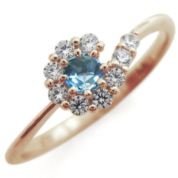 ブルートパーズ ブライダルリング 取り巻き 婚約指輪 結婚10周年 K10