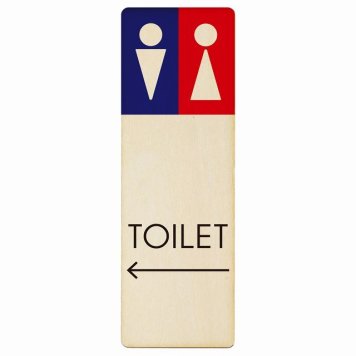 トイレ プレート 木製 男女 D1 左 矢印 長方形 縦書き 6x18cm 方向案内 進路ドア サインステッカー ピクトサイン トイレマーク表示 案内 注意 施設 御手洗 TOILET おしゃれ シンプル 安全対策