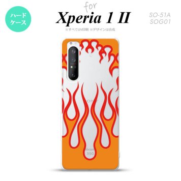 Xperia 1 II 5G スマホケース 背面カバー ストラップホール有り ハードケース ファイヤー 炎 クリア 赤 ストラップホール おしゃれ かわいい かっこいい メンズ レディース nk-xp12-1314