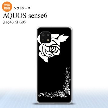 SH-54B SHG05 AQUOS sense6 スマホケース ソフトケース バラ A 黒 白 メンズ レディース nk-sens6-tp1068