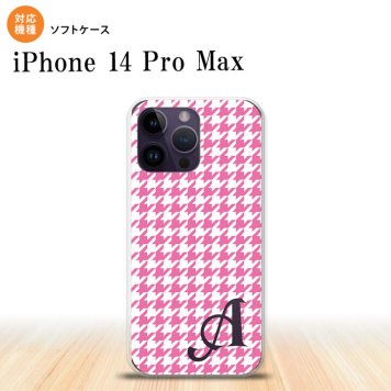 iPhone14 ProMax iPhone14 Pro Max スマホケース 背面ケースソフトケース 千鳥 格子 小 ピンク 白 +アルファベット 2022年 9月発売 nk-i14pm-tp902i