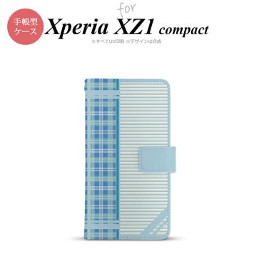 【手帳型 スマホ カバー ケース】【SO02K】【エクスペリア XZ1】手帳型 ケース SO-02K スマホ カバー Xperia XZ1 Compact エクスペリア チェック・ボーダー 青 nk-004s-so02k-dr1604【メール便送料無料】