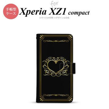 【手帳型 スマホ カバー ケース】【SO02K】【エクスペリア XZ1】手帳型 ケース SO-02K スマホ カバー Xperia XZ1 Compact エクスペリア 飾りハート（B) 黒 nk-004s-so02k-dr617【メール便送料無料】