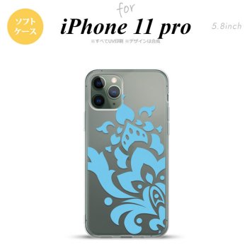 iPhone11Pro iPhone11 Pro スマホケース ソフトケース ダマスク C 水色 メンズ レディース nk-i11p-tp1030