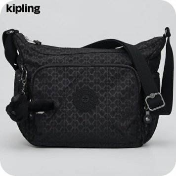 キプリング ショルダーバッグ レディース ブランド Kipling ガブ S ロゴ ワンポイント 総柄 KI4611-K59 Signature Emb 黒