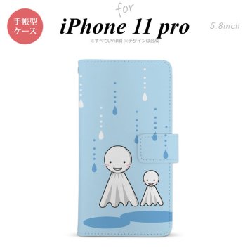 iPhone11Pro iPhone11 Pro 手帳型スマホケース カバー てるてる坊主 水色  nk-004s-i11p-dr551