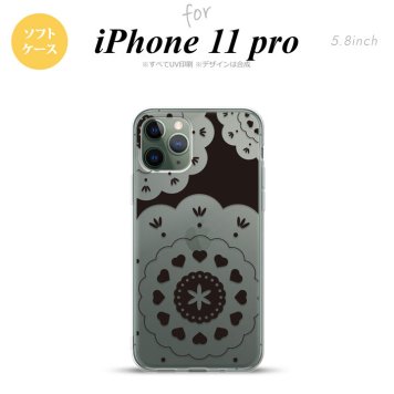 iPhone11Pro iPhone11 Pro スマホケース ソフトケース レース クリア 黒 メンズ レディース nk-i11p-tp1482