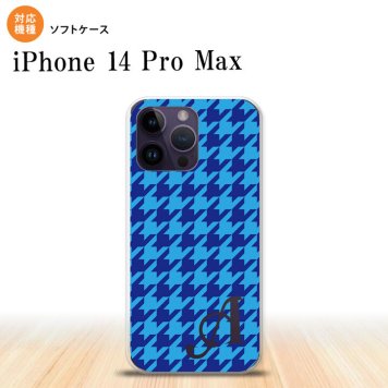 iPhone14 ProMax iPhone14 Pro Max スマホケース 背面ケースソフトケース 千鳥 格子 大 青 +アルファベット 2022年 9月発売 nk-i14pm-tp919i
