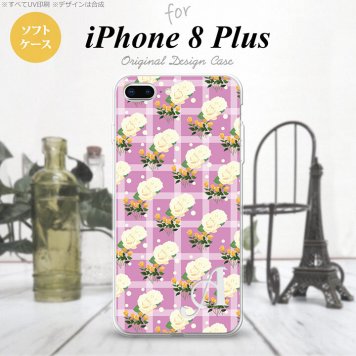 【iPhone8Plus】【スマホケース/スマホカバー】【アイフォン8プラス】iPhone8Plus スマホケース ケース アイフォン8プラス イニシャル チェック・バラ ピンク nk-ip8p-tp255ini【メール便送料無料】