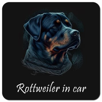 イラスト付 Dog in Car ロットワイラー Bタイプ カーサイン 車 マグネットステッカー 犬 マグネット 強力 13x13cm 正方形 おしゃれ かわいい ドラレコステッカー 安全対策 危険運転 煽り運転 アニマル 動物 犬種別 屋外 防水 屋内
