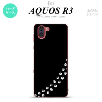 SH-04L SHV44 R3 AQUOS R3 スマホケース カバー 猫 足跡 黒 白 nk-r3-422