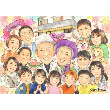 金婚式 プレゼント 似顔絵 ギフト 手描き 贈り物 名入れ 金婚式 お祝い 結婚記念日 記念日 結婚50周年 大人数 お父さん 祖父母 お母さん 両親 家族 夫婦 修正無料 下書き確認 名入れ 似てる 宝物 親孝行 実績多数 思い出 50周年 感謝 節目 長寿 記念 笑顔 喜ばれる サプライズ 一生もの 記念品 オーダーメイド 感動 祖母 60歳 5月 出産祝い