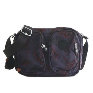 キプリング Kipling バッグ K12187 T27 PATTI パッティ 斜めがけショルダーバッグ FLORAL NIGHT ダークパープル系＋フラワー柄