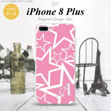 【iPhone8Plus】【スマホケース/スマホカバー】【アイフォン8プラス】iPhone8Plus スマホケース ケース アイフォン8プラス イニシャル 星 ピンク×白 nk-ip8p-tp1118ini【メール便送料無料】