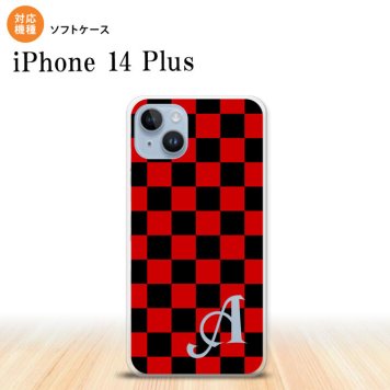 iPhone14 plsu iPhone14 plsu スマホケース 背面ケースソフトケース スクエア 黒 赤 +アルファベット 2022年 10月発売 nk-i14pl-tp763i