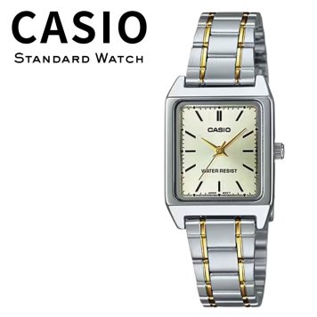 箱なし カシオ 腕時計 レディース CASIO シルバー ゴールド スクエア 長方形 小さめ コンビカラー メタル 海外モデル 逆輸入 シンプル 上品 仕事 通勤 誕生日 プレゼント ギフト 成人 卒業 入学