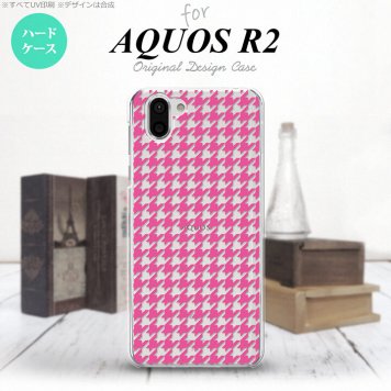 AQUOS R2 アクオス アール2 SH-03K SHV42 専用 スマホケース カバー ハードケース 千鳥柄 ピンククリア nk-r2-903[スマホ,スマホケース,スマホカバー,ケース,カバー,ジャケット]