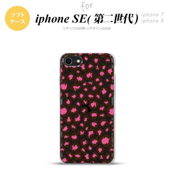 iPhoneSE 2 第二世代 iPhone8&iPhone7 共用 スマホケース 背面カバー ソフトケース 豹柄 B 赤 クリア おしゃれ かわいい かっこいい メンズ レディース nk-ise2-tp899