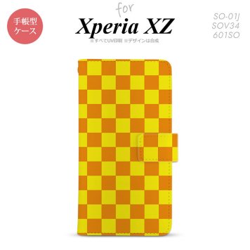 【手帳型 スマホ カバー ケース】【SO01J】【エクスペリア XZ 】手帳型 ケース SO-01J スマホ カバー XPERIA XZ エクスペリア スクエア 黄×オレンジ nk-004s-so01j-dr767【メール便送料無料】