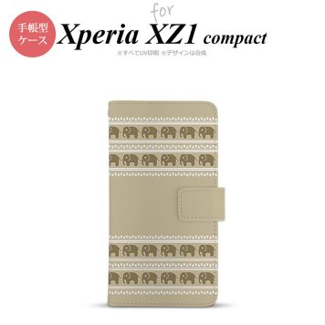 【手帳型 スマホ カバー ケース】【SO02K】【エクスペリア XZ1】手帳型 ケース SO-02K スマホ カバー Xperia XZ1 Compact エクスペリア ゾウ模様 ベージュ nk-004s-so02k-dr692【メール便送料無料】