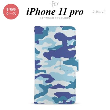 iPhone11Pro iPhone11 Pro 手帳型スマホケース カバー ウッドランド 迷彩 青  nk-004s-i11p-dr1153