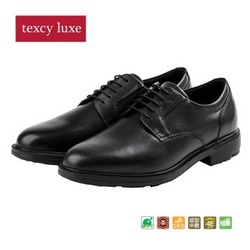 テクシーリュクス アシックス商事 texcy luxe 本革 革靴 ビジネスシューズ プレーントゥ スニーカー 黒 ブラック 4E ロングノーズ スーツ 靴 actu7795