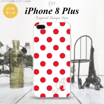 【iPhone8Plus】【スマホケース/スマホカバー】【アイフォン8プラス】iPhone8Plus スマホケース ケース アイフォン8プラス イニシャル ドット・水玉 白×赤 nk-ip8p-tp103ini【メール便送料無料】