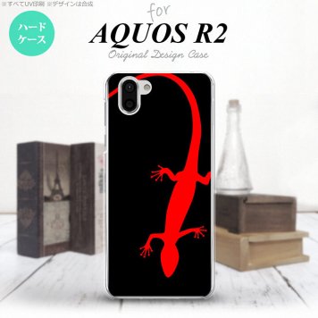 AQUOS R2 アクオス アール2 SH-03K SHV42 専用 スマホケース カバー ハードケース トカゲ 黒×赤 nk-r2-778[スマホ,スマホケース,スマホカバー,ケース,カバー,ジャケット]