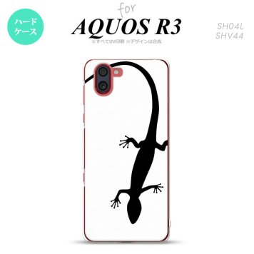 SH-04L SHV44 R3 AQUOS R3 スマホケース カバー トカゲ 白 黒 nk-r3-506