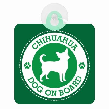 セーフティサイン DOG ON BOARD CHIHUAHUA チワワ グリーン 安全運転 車内用 吸盤タイプ 煽り運転対策 収れん火災防止タイプ 安全対策 カーサイン 吸盤 肉球マーク