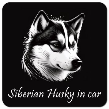 イラスト付 Dog in Car シベリアンハスキー Bタイプ カーサイン 車 マグネットステッカー 犬 マグネット 強力 13x13cm 正方形 おしゃれ かわいい ドラレコステッカー 安全対策 危険運転 煽り運転 アニマル 動物 犬種別 屋外 防水 屋内
