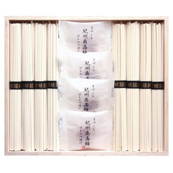 紀州南高梅・讃岐うどん詰合せ(木箱入)  ／梅干し 漬物・梅干し・キムチ 食品 お中元 御中元 ギフト 暑中 残暑 お盆 初盆 新盆 お供 御供 ギフト 2026 送料無料 ギフト プレゼント プチギフト 内祝い 快気祝い 出産祝い 結婚祝い 引出物 新築祝い お返し