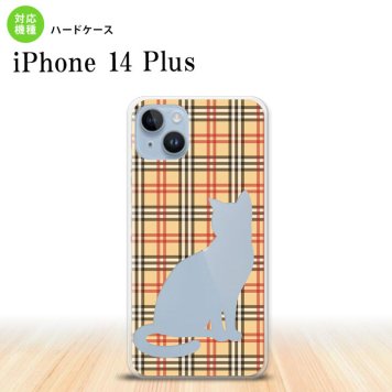 iPhone14 plsu iPhone14 plsu スマホケース 背面ケース ハードケース 猫 チェック B 赤 茶 2022年 10月発売 nk-i14pl-954