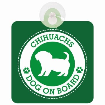 セーフティサイン DOG ON BOARD Chihuachs チワックス グリーン 安全運転 車内用 吸盤タイプ 煽り運転対策 収れん火災防止タイプ 安全対策 カーサイン 吸盤 肉球マーク