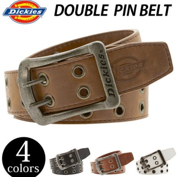 ベルト メンズ Dickies ディッキーズ 通販 ダブルピンベルト カジュアル 合成皮革 ダブルピン 2穴 無地 シンプル 黒 ブラック 茶 ブラウン 4cm 40mm幅 フェイクレザー 2穴ピンホール アメカジ ストリート カット可