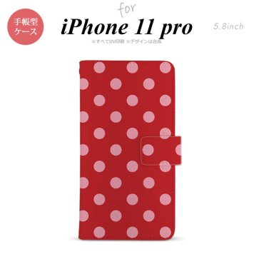 iPhone11Pro iPhone11 Pro 手帳型スマホケース カバー ドット 水玉 赤  nk-004s-i11p-dr838