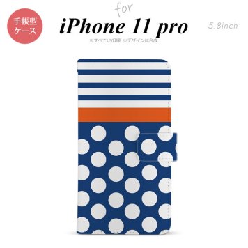 iPhone11Pro iPhone11 Pro 手帳型スマホケース カバー ドット ボーダー 青  nk-004s-i11p-dr355