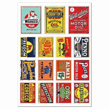 長方形 オイル系 15種 詰め合せ アメリカン アメリカ雑貨 看板 サインボード シール ステッカー A4サイズ まとめて 詰め合わせ ビンテージ アメ雑 サインプレート