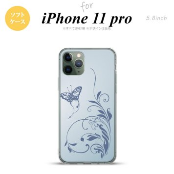 iPhone11Pro iPhone11 Pro スマホケース ソフトケース 蝶と草 青 メンズ レディース nk-i11p-tp1633
