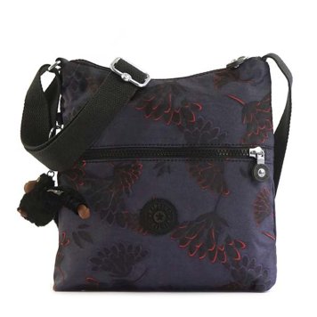 キプリング Kipling ショルダーバッグ K12199 T27 ZAMOR B ザマービー 斜めがけバッグ FLORAL NIGHT ダークパープル系＋フラワー柄