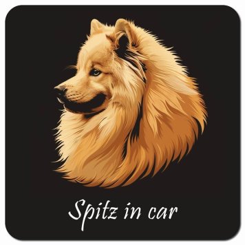 イラスト付 Dog in Car スピッツ Aタイプ カーサイン 車 マグネットステッカー 犬 マグネット 強力 13x13cm 正方形 おしゃれ かわいい ドラレコステッカー 安全対策 危険運転 煽り運転 アニマル 動物 犬種別 屋外 防水 屋内