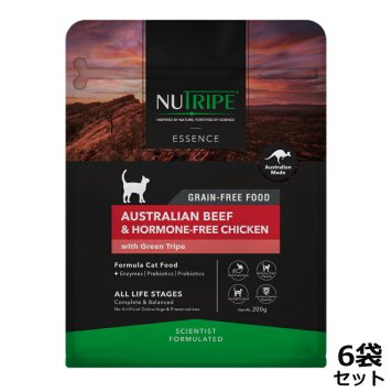 ニュートライプ GFドライ キャット ビーフ＆チキン with グリーントライプ 200g×6袋 グレインフリー 穀物不使用 犬 ドッグフード 無添加
