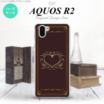 AQUOS R2 アクオス アール2 SH-03K SHV42 専用 スマホケース カバー ハードケース 飾りハート（B) 茶 nk-r2-619[スマホ,スマホケース,スマホカバー,ケース,カバー,ジャケット]